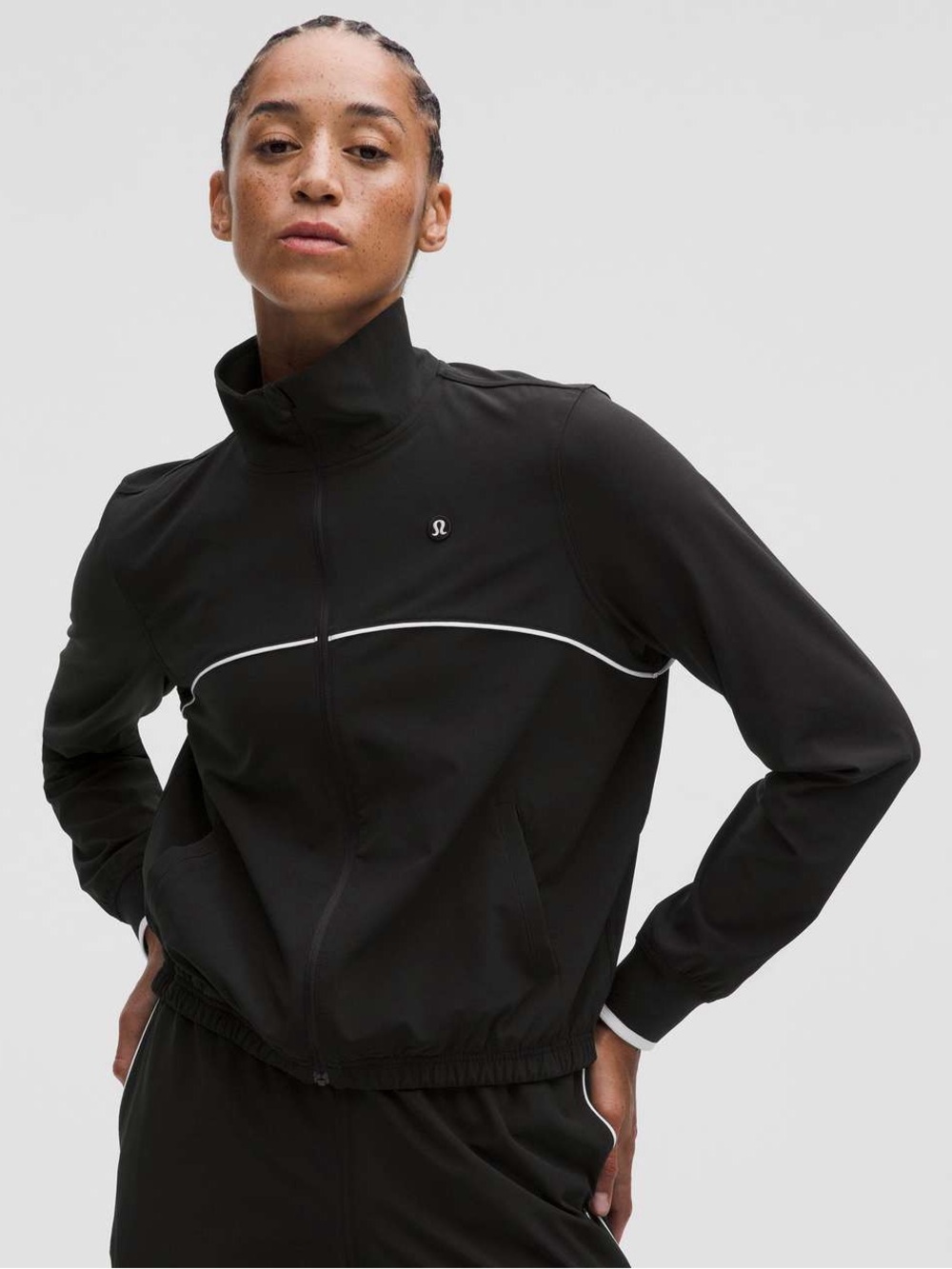 lululemon Court Rival Tennis Track Jacket Black White Size 6